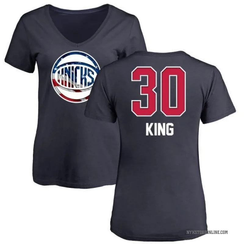Bernard King Women's Navy New York Knicks Name and Number Banner Wave V-Neck T-Shirt
