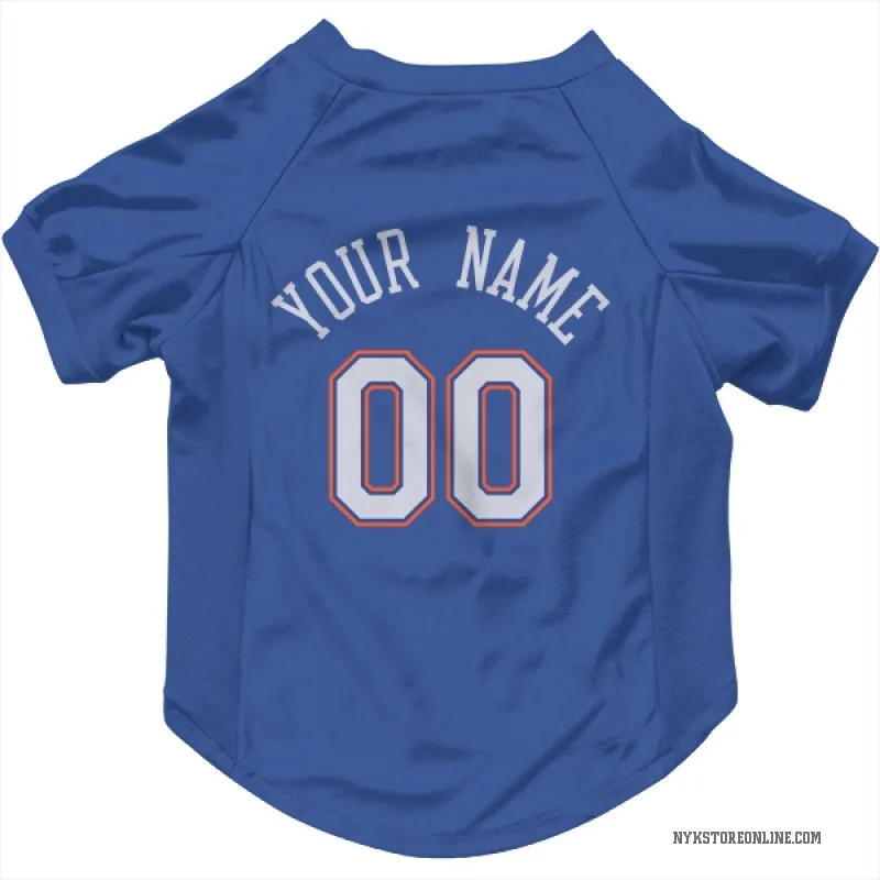 Custom Blue New York Knicks White Cat & Dog Pet Jersey
