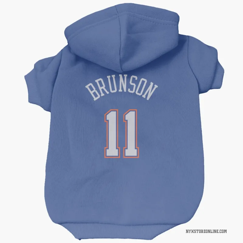 Jalen Brunson Blue New York Knicks White Cat & Dog Pet Hoodie
