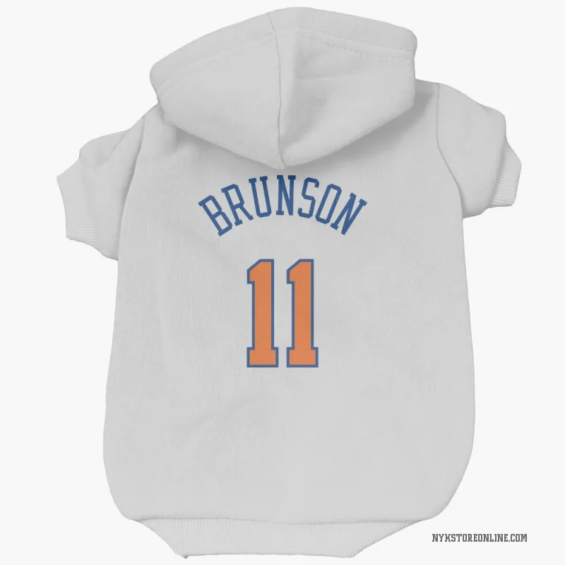 Jalen Brunson  White New York Knicks  Cat & Dog Pet Hoodie