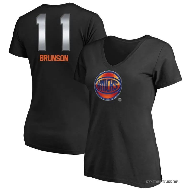 Jalen Brunson Women's Black New York Knicks Midnight Mascot T-Shirt