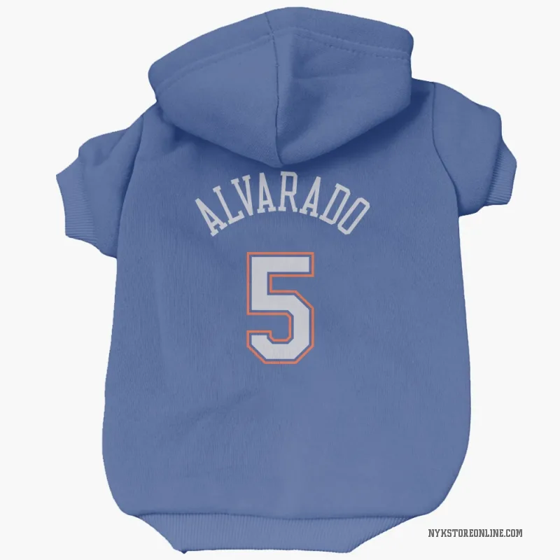 Jose Alvarado Blue New York Knicks White Cat & Dog Pet Hoodie