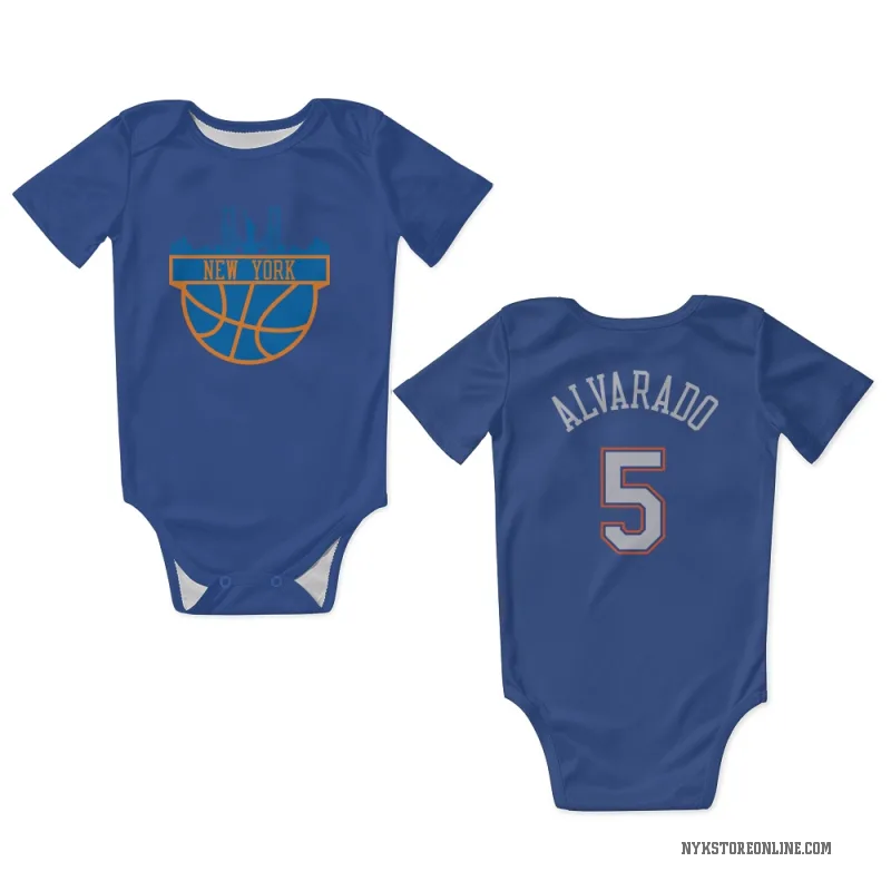 Jose Alvarado Blue New York Knicks White Newborn & Infant Bodysuit