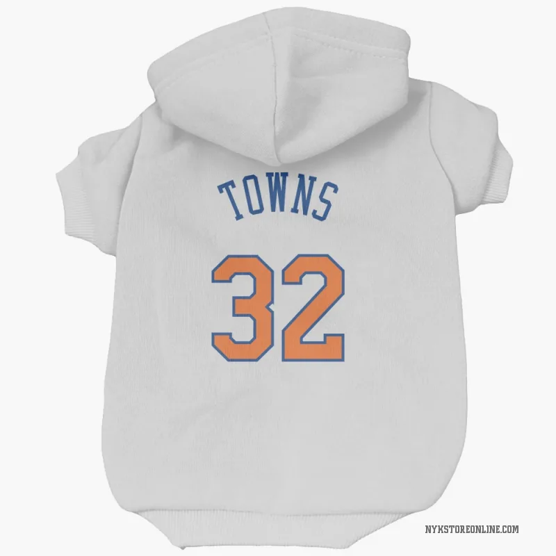 Karl-Anthony Towns  White New York Knicks  Cat & Dog Pet Hoodie