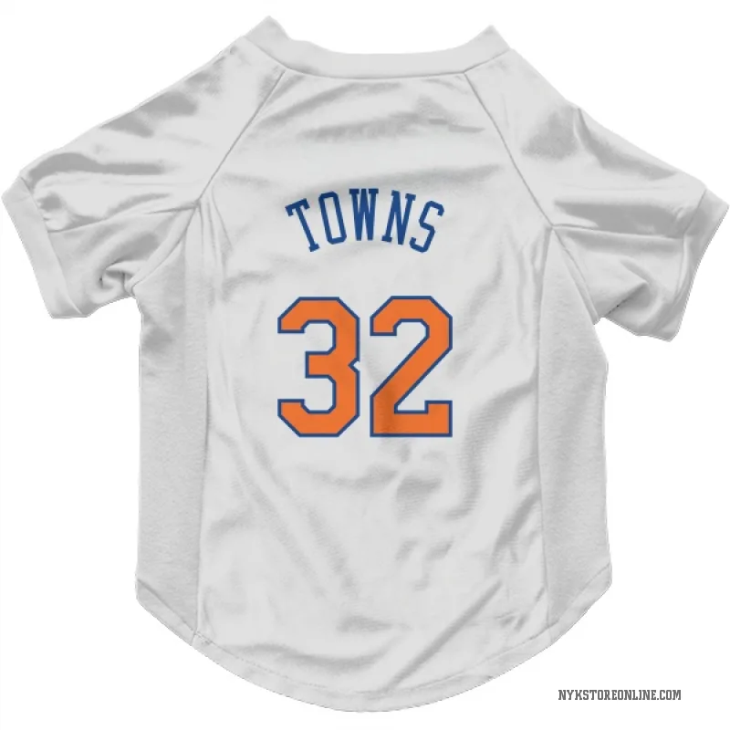 Karl-Anthony Towns  White New York Knicks  Cat & Dog Pet Jersey
