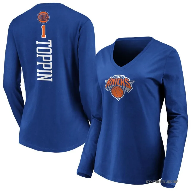 Obi Toppin Women's Royal New York Knicks Backer Long Sleeve T-Shirt