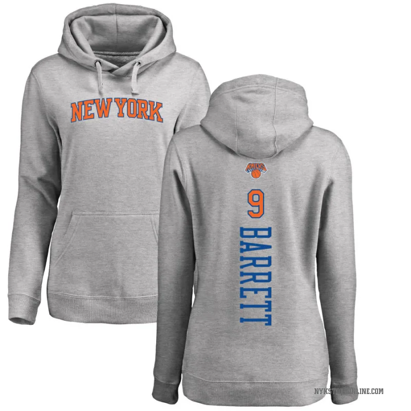 RJ Barrett Women's New York Knicks Branded Ash Backer Pullover Hoodie